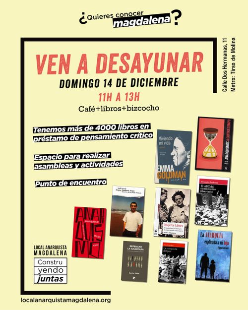 ¿Quieres conocer el Local anarquista Magdalena? Ven a desayunar el domingo 14 de diciembre