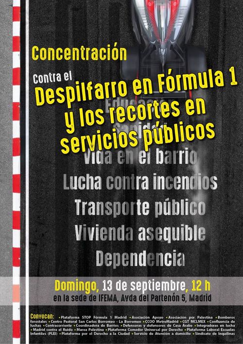 🏁¡Concentración contra el despilfarro en la Fórmula 1 y recortes en servicios públicos!