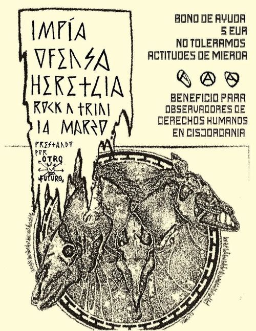 Concert punk benèfic per observadors de drets humans a Cisjordània: Impía + Ofensa + Heretgia 