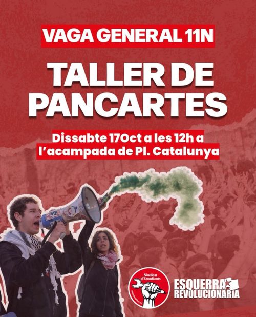 Taller de pancartes per a la vaga general del 11 de novembre 