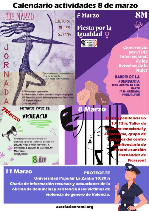 Calendario de actividades 8 de marzo de la Asociación Romi