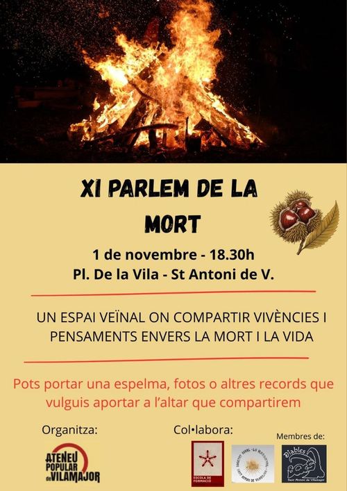 foto de foguera. dibuix de castanyes obertes. organitza ateneu popular de vilamajor. 