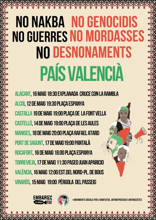 Concentració - No Nakbar No Genocidis No Guerres No Mordases No Desnonaments País Valencià