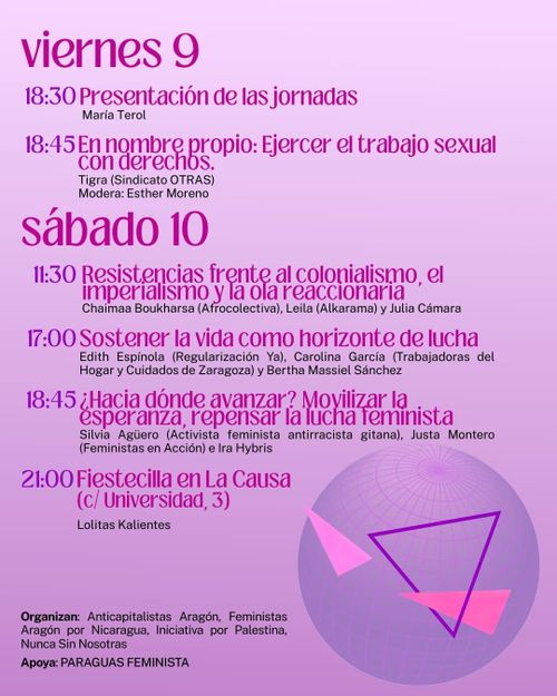 Agenda para las jornadas ‘Feminismos para Construir un Futuro’.