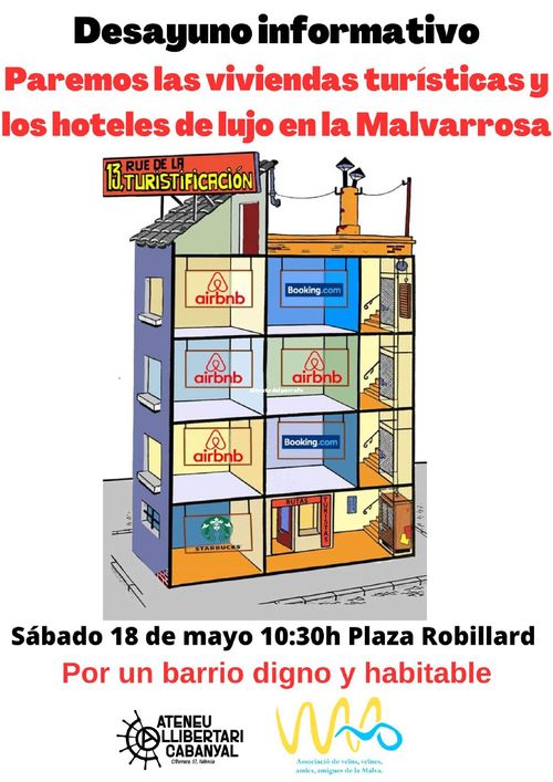 Desayuno informativo: paremos las viviendas turísticas y los hoteles de lujo en la Malvarossa