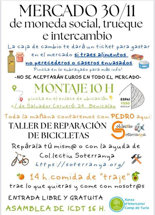 Mercado de trueque, intercambio y moneda social.