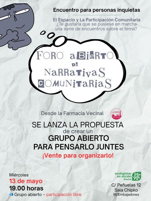 Foro abierto de narrativas comunitarias - Creemos un grupo de trabajo para pensarlo y organizarlo