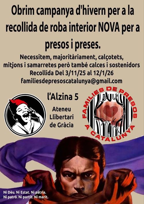 Recollida de roba interior NOVA per a presxs