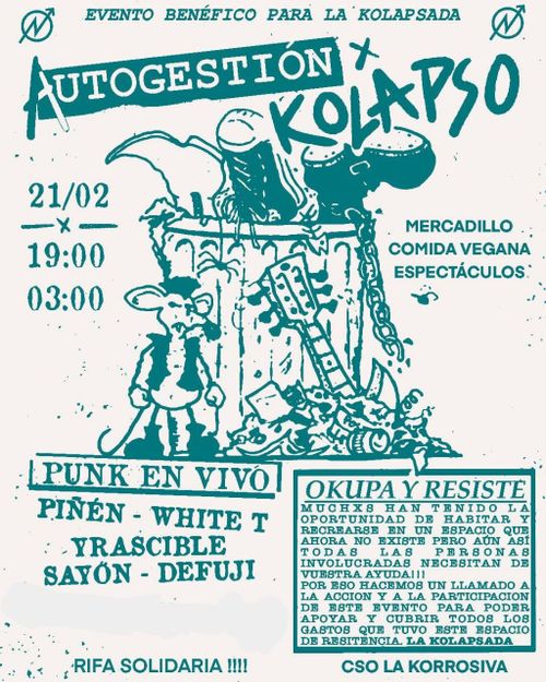 EVENTO BENÉFICO PARA LA KOLAPSADA: Piñén, White T, Yrascible, Sayón, Defuji