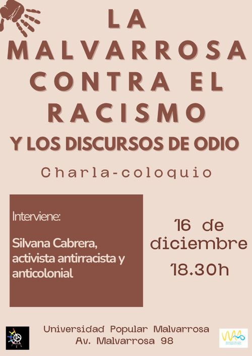 La Malvarrosa contra el racismo y los discursos de odio. Charla-coloquio