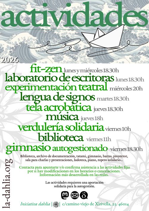 Actividades 2026-27 de la Dahlia