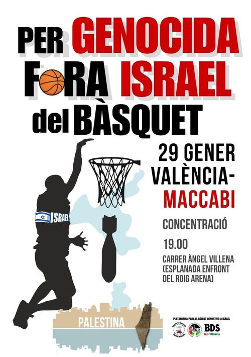 CONCENTRACIÓ "PER GENOCIDA, FORA ISRAEL DEL BÀSQUET" 