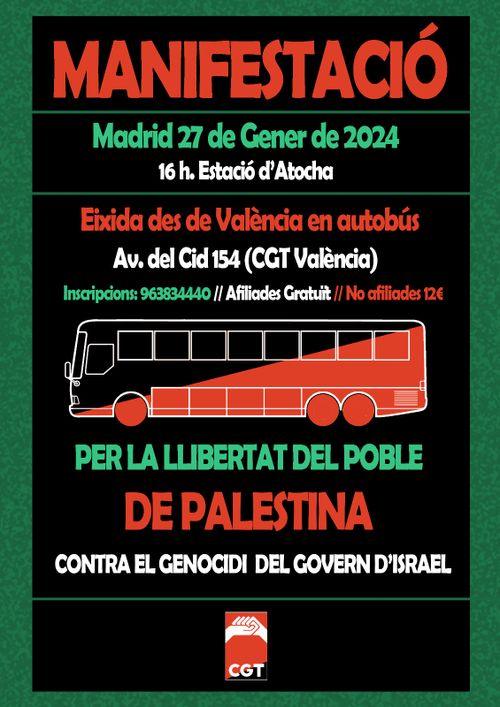 Autobusos manifestació Palestina Valencia-Madrid