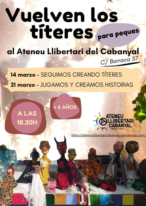 Vuelven los títeres -para peques- al Ateneu Llibertari del Cabanyal