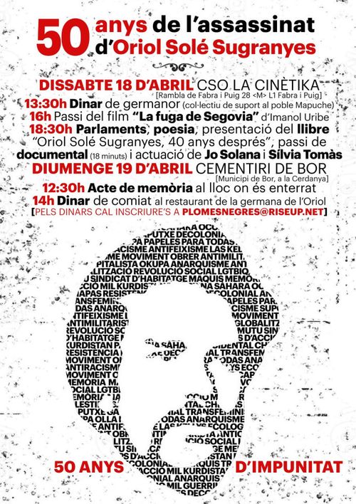 50 anys de l'assassinat d'Oriol Solé Sugranyes
