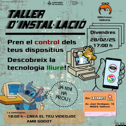 Taller d’instal·lació de Sistemes Lliures 💻🔧 (17:00) Creació de videojocs amb Godot 🚀 (18:00)