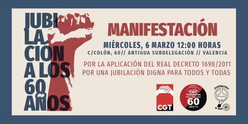 Manifestación por la aplicación de los coeficientes reductores y la jubilación a los 60 años