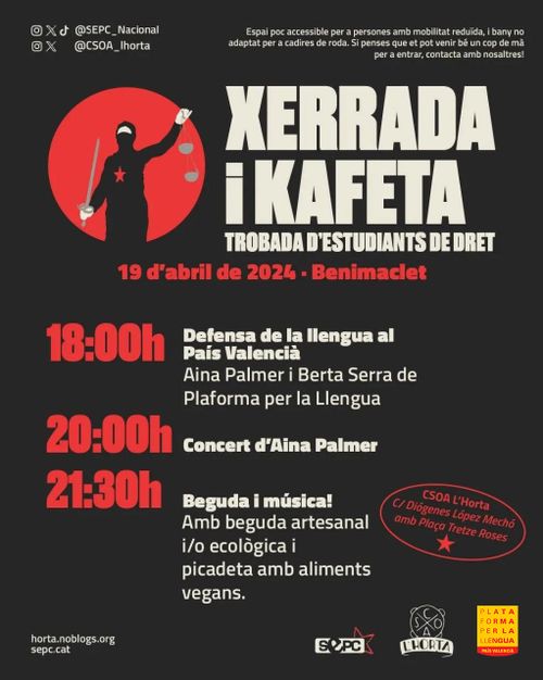 Kafeta: Trobada d'Estudiants de Dret - Taula rodona + concert de Pàlmer