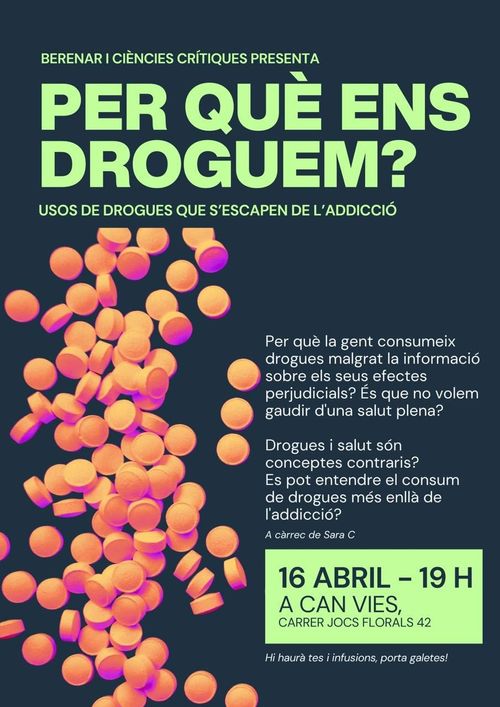 Berenar i ciències critiques: "Per què ens droguem?: Usos de drogues que s'escapen de l'adicció"