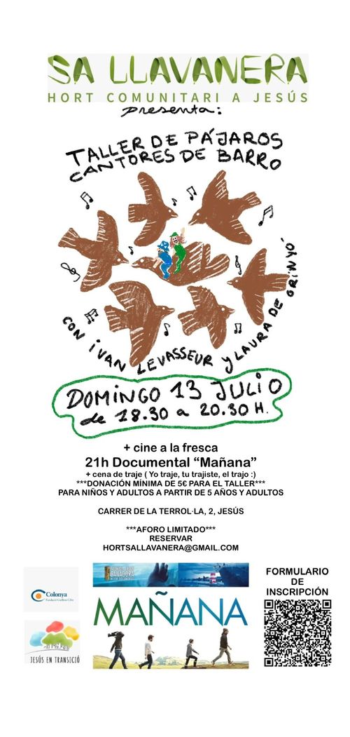 Taller de pájaros cantores de barro + cine 'a la fresca'